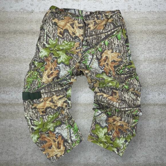 Vintage Mossy Oak Hunting Camo Tactical Pants Baggy Wide Leg Cargos Woodland 90s - Picture 2 of 5